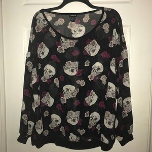 Sheer Skull and Roses Top